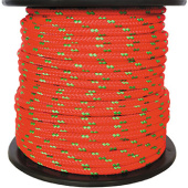 Шнур полипр.  6мм. 16-прядный с сердечником (нагр. 550кг., в катушке 200м.) оранжевый, Светоотраж.